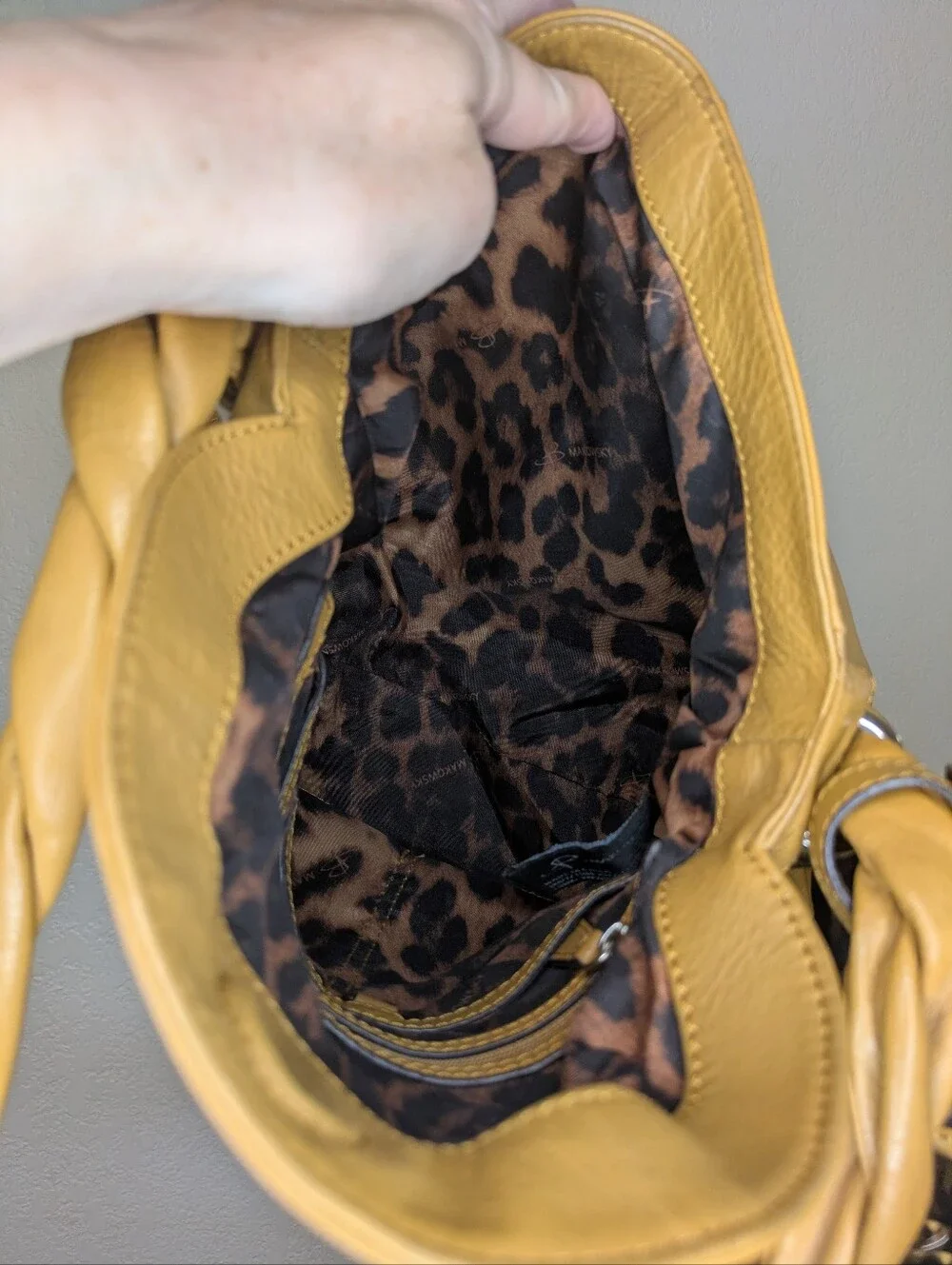 Authentic B. Makowsky Mustard Yellow Slouchy Leather Shoulder Bag